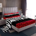 thumbnail image 1 of Erosebridal Red Leopard Print Full Sheet Sets, Geometric Bedding Full Size, Zebra Decoration, 4 Pieces, 1 of 7
