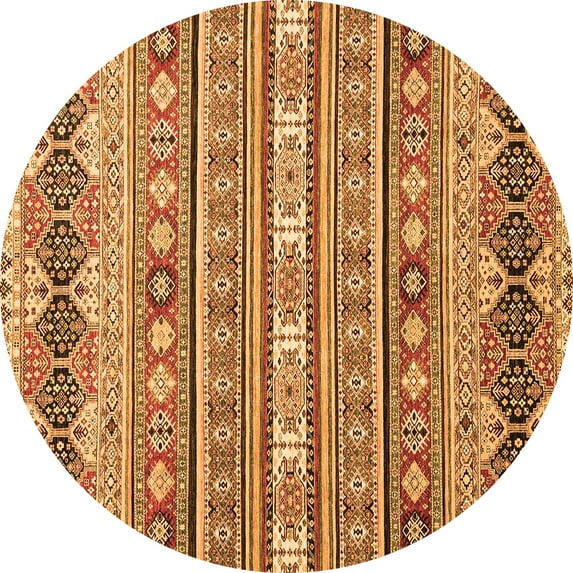 Ahgly Company Indoor Round Abstract Orange Modern Area Rugs, 3' Round
