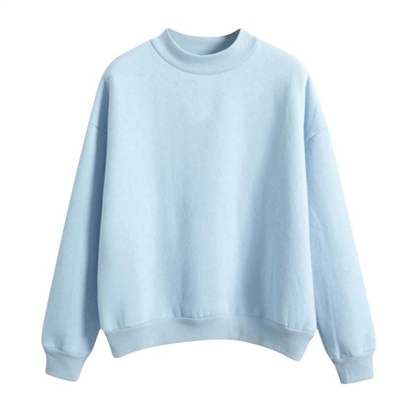 WTXUE Chandail Ample à Col Rond pour Femmes, Doux et Décontracté, Manches Longues, Tendance Automne Hiver, Bleu G