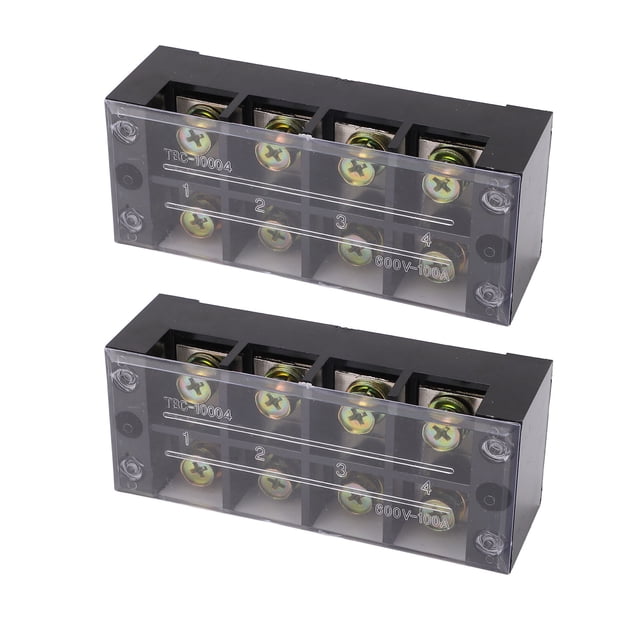 Terminal Block, 100A 600V PC and Copper Distribution Block Terminal Blocks with 2 Pcs for Lighting, Tunnel Power Distribution