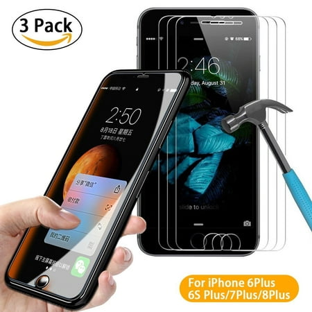 3-pack Tempered Glass Screen Protector for Apple iPhone 6 Plus iPhone 6 Plus/7 Plus/8 Plus(5.5