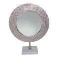 thumbnail image 1 of Benjara BM220969 Cadre en Métal Martelé Miroir Rond Debout avec Bloc Base&44; Argent, 1 of 2
