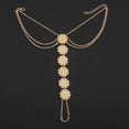 thumbnail image 3 of Tobillera de flor de sol vintage Pulseras de tobillo de oro Totem de playa Joyas de Chian con anillo de dedo del pie para mujeres y niñas oso de fresa Hogar, 3 of 5