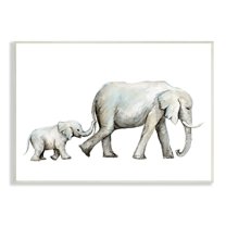 Stupell Industries Baby Elephant Mother Watercolor Painting Nursery Safari Animals, 15 x 10,Design by Fox Hollow Studios