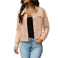 thumbnail image 5 of Gfyviroh Women's Suede Jackets Long Sleeve Stand Collar Jackets Solid Color Trendy Button Open Front Coats, 5 of 9