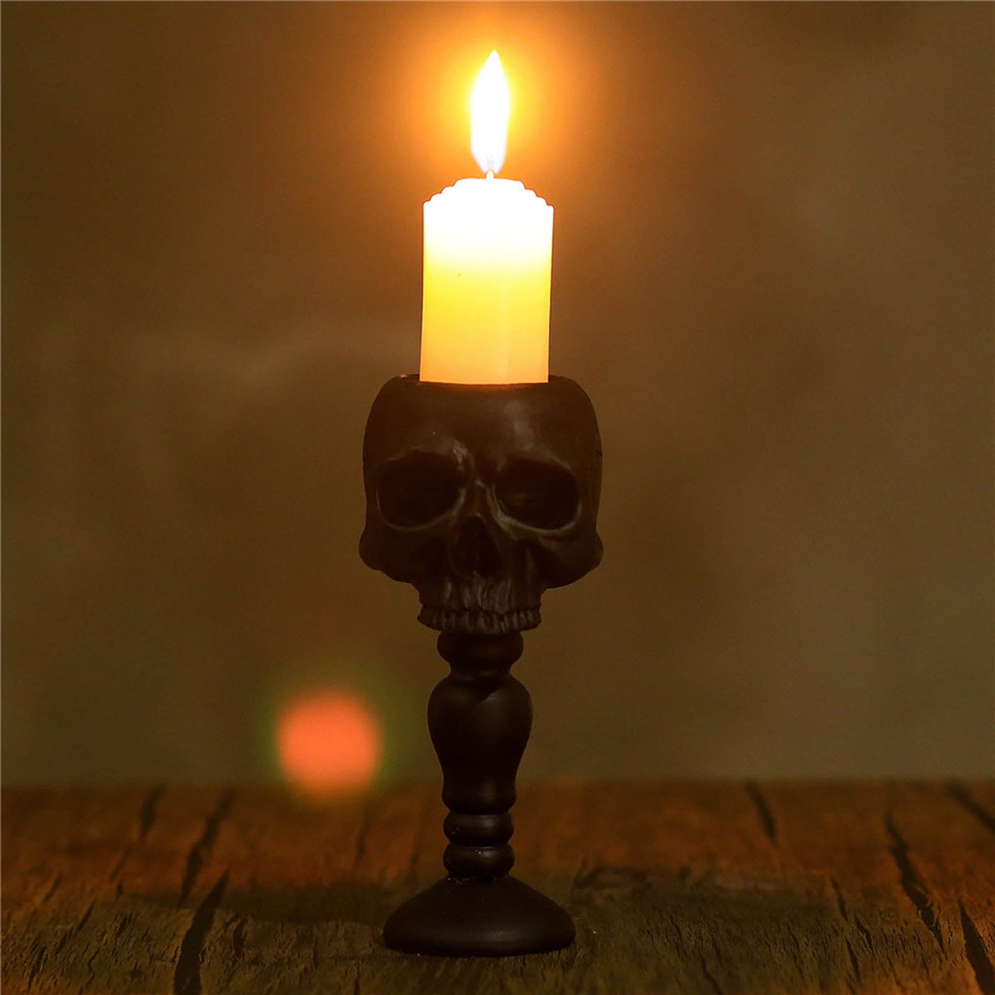 MTLEE 5 Pieces 4.3 Halloween Skull Candle Large Skull Figure Image Candle  Gothic Horror Novelty Decor for Spell Ritual Witch Fireplace Home