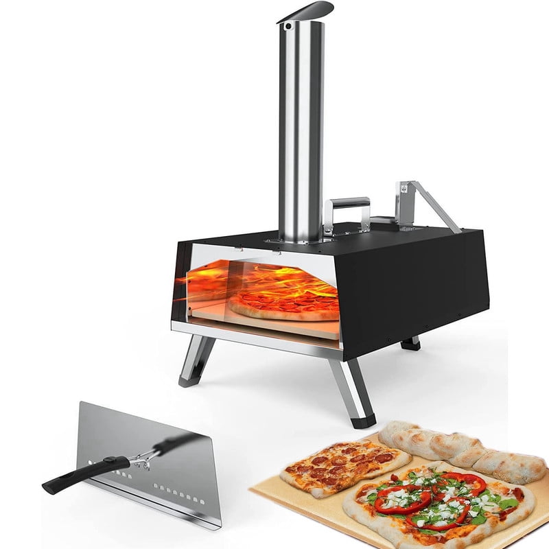 Entcook Outdoor Camp Pizza Oven, 12" Wood Fired Pizza Maker with Pizza