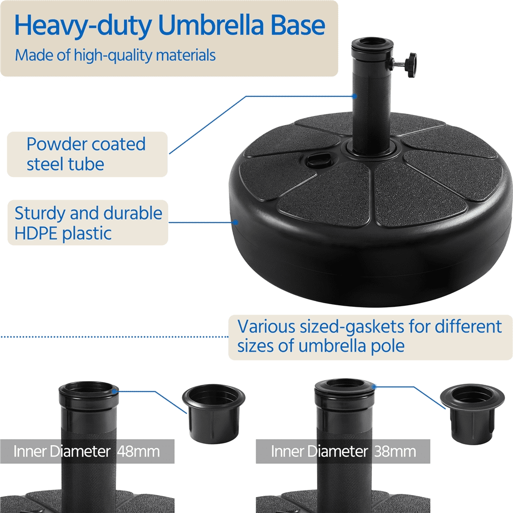 Renwick 22L Outdoor Umbrella Base for Patio, Garden, Beach, Black