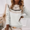 thumbnail image 5 of ThriftyPlait Fair Isle Crew Neck Sweater for Women Casual Long Sleeve Pullover Top Loose Fit Vintage Knitted Jumper Fall Winter Holiday Blouse, 5 of 7