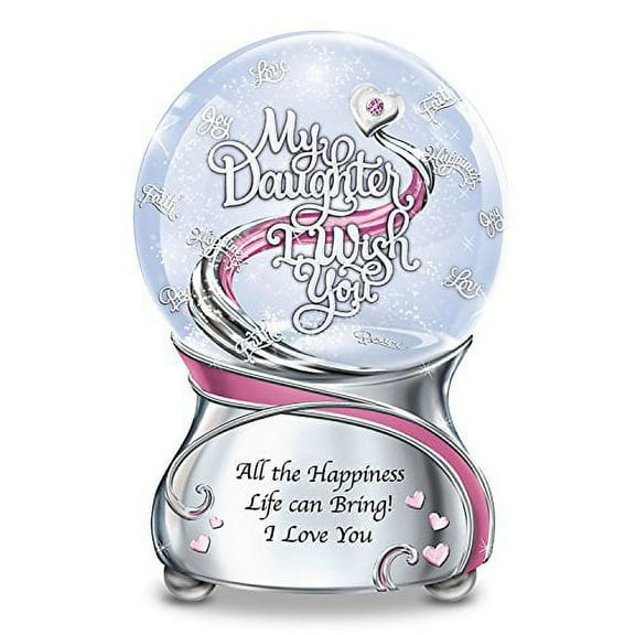 My Daughter, I Wish You Musical Glitter Snowglobe With Heart Charm And Swarovski Crystal by The Bradford Exchange