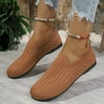 thumbnail image 3 of Knitted Loafers for Women Wide Width Round Toe Breathable Slip on Flat Shoes Comfy Soft Sole Nonslip Walking Shoes Brown Size 6.5, 3 of 5