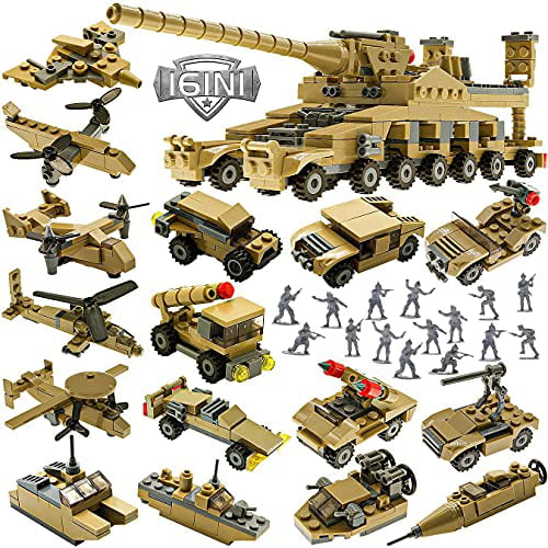 6pcs/set Military Army Heavy Equipment Building Blocks Figures Bricks Model Toys 