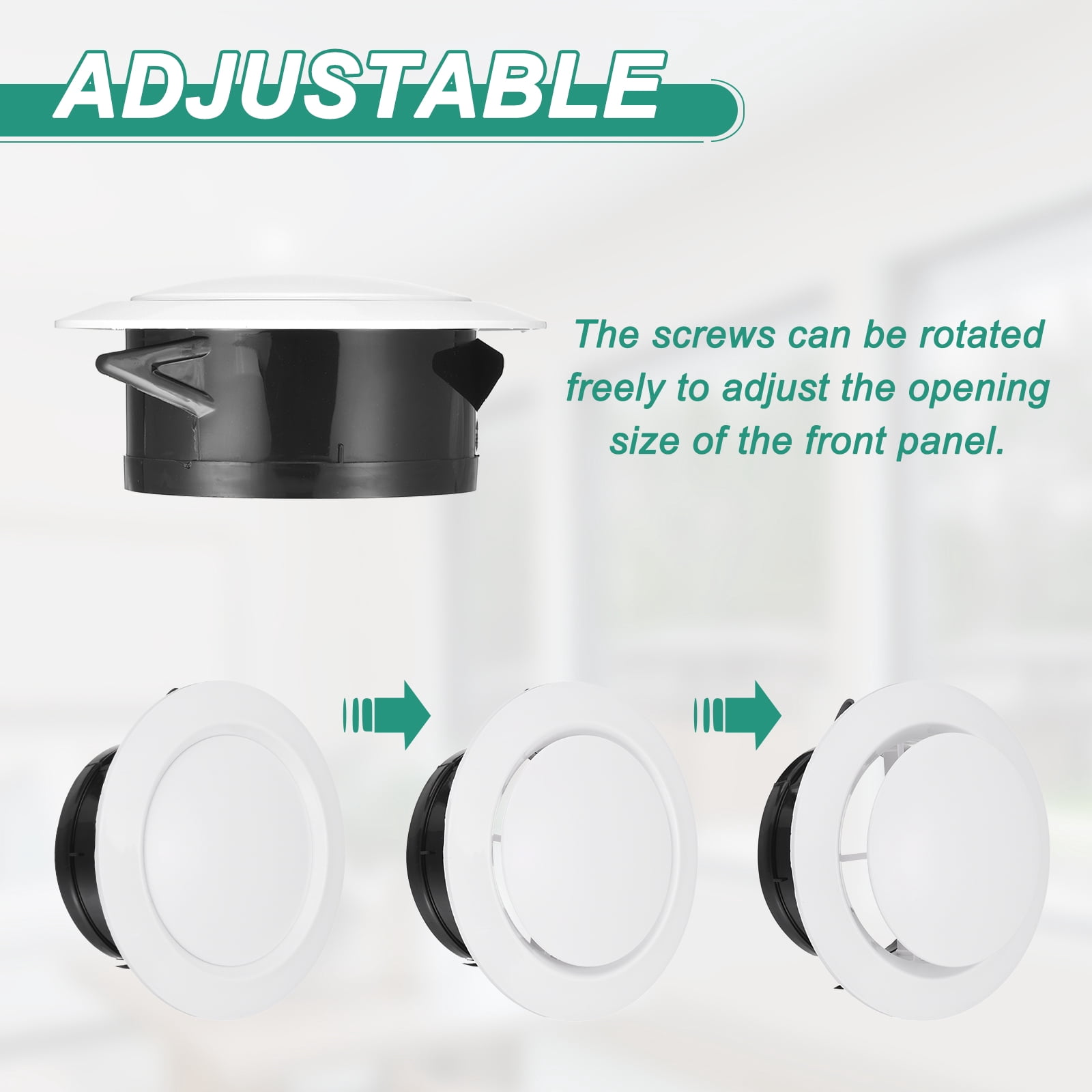 Uxcell 2pcs Soffit Vent 6" ABS Adjustable Round Vent Cover Grille Cover Ceiling Diffuser for Home Bathroom Office Kitchen Ventilation System