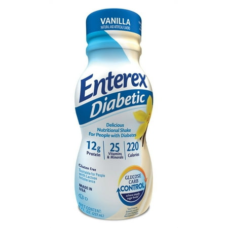 Enterex Diabetic Nutritional Meal Replacement Shake,for People with Diabetes, Vanilla,8 fl oz,6 Pack