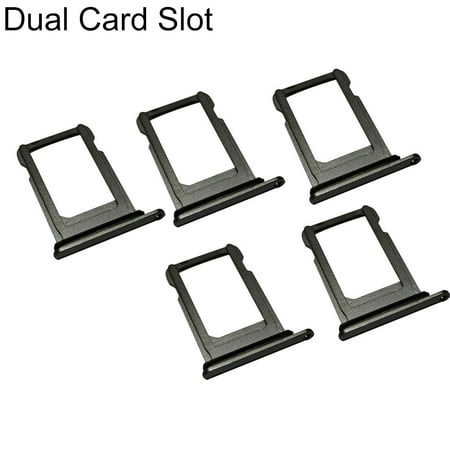 Image of Grofry Replacement Metal Phone Single/Dual Slot SIM Card Holder Tray Black 5Pack Dual Card Slot