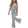 thumbnail image 2 of Mooqilaa Girls Outfit Sets Short Sleeve, Casual Summer 2 Piece Girls Clothing Sets Gray Size 14-15 T, 2 of 5