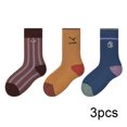 thumbnail image 2 of Esaierr 3 Pairs Kids Boys Socks Cartoon Embroidery Socks Non Skid Anti Slip Crew Socks Toddler Mid-Tube Socks Cotton Baby Socks Warm Socks for 3-12 Years Old, 2 of 7