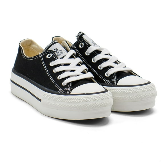 Victoria Girls Tribu Canvas Platform Trainers, Black,1 M US