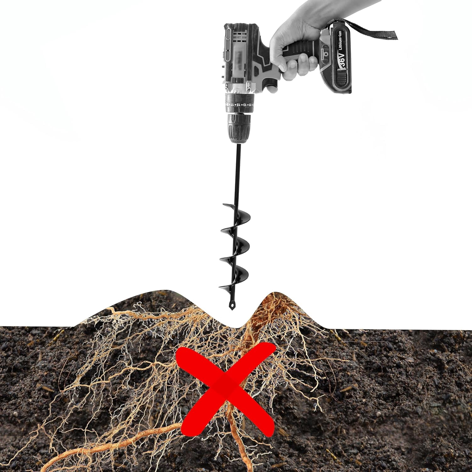 VASGOR Set of 4 (1.6x9", 2x14.5", 2.6x16.5", 3x12") Auger Drill Bit for Planting - Easy planter garden Auger - Bulb & Bedding Plant Augers - Posthole Digger for 3/8” Hex Drive Drill