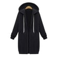 thumbnail image 6 of 2024 Hoodie Dresses for Women Plus Size Solid Color Jacket Thickening And Fleece Autumn And Winter Casual Zipper Long Sleeve Pocket Hooded Long Sweater 50% off Clearance, 6 of 9