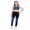 Blue Black, variant on iiniim Kids Girls Two Piece Dance Outfit Tracksuit Crop Top with Athletic Legging Pants for Gym Sport Workout