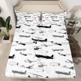 thumbnail image 2 of Homewish Retro Sirplane Twin Sheet Sets,Vintage Aircraft Theme Twin Fitted Sheet,White Black Gray Flat Sheet For Boys Teens,Super Cozy Room Decor,3-Piece, 2 of 7