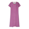 thumbnail image 3 of Womens Fashion Short Sleeve A-Line Dresses Party Summers Loose Fit Stripe Dress V Neck, 3 of 4
