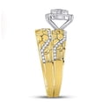 thumbnail image 5 of Solid 10K Yellow Gold His and Hers Trio Three Rings Set Real Natural Diamond Cluster Matching Rings Wedding Band Set 3/8 Carat ( .40 Cttw ) - (L = 7, M = 9), 5 of 6