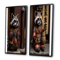 thumbnail image 3 of Designart "Happy Tanuki in Terracotta Tone I" Animals Raccoon Framed Wall Art Set Of 2 - Children's Art Brown Frame Gallery Set For Office Decor, 3 of 6