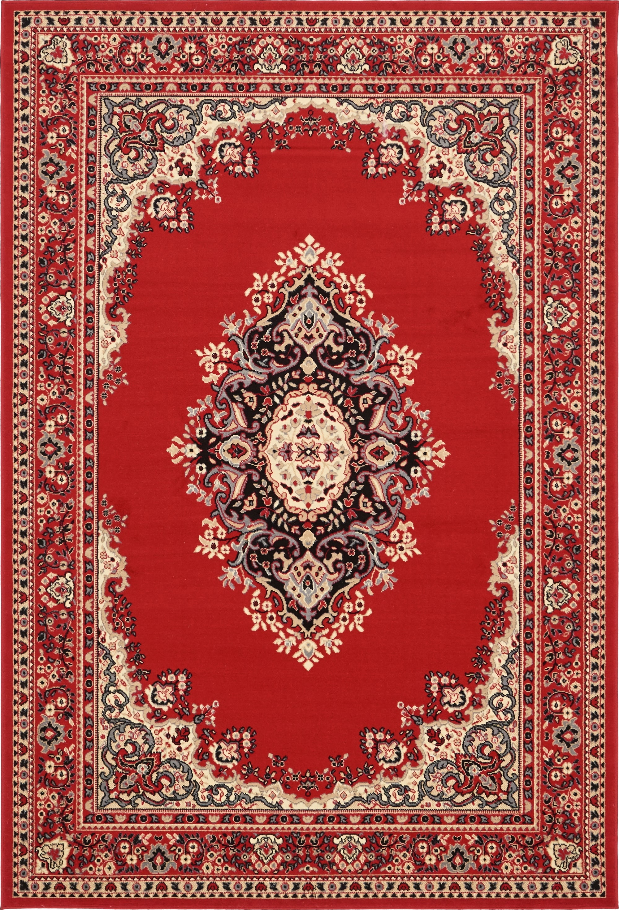 Elegant Medallion 6' x 9' Rectangular Red Synthetic Rug
