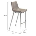 thumbnail image 6 of Magnus Barstool Brown & Silver Barstool, Modern Style, Plush and durable faux leather fabric, Plywood, Indoor Bar, 6 of 11
