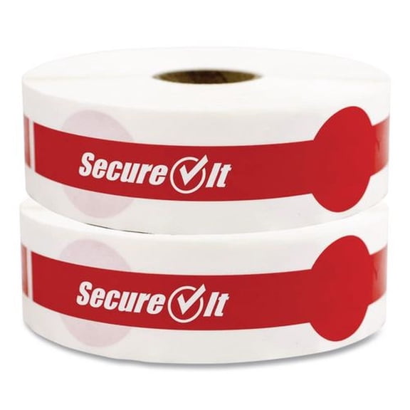 SecureIT Tamper Evident 1 in. x 7 in. Secure It Drink Lid Seal - Red (2 Rolls/Pack, 250/Roll)