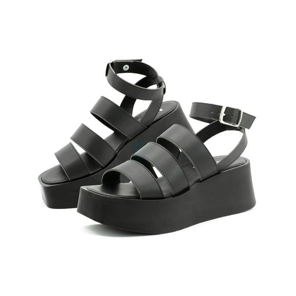 Sandalia Unica Con plataforma para Dama Ajuste Hebilla color Negro 24-26