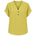 thumbnail image 4 of DHFJKG T Shirts For Women Short Sleeve Linen Summer Top Solid Color V Neck Curved Hem Basic Tee Business Casual Outfits Comfortable Tops, 4 of 4