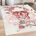 thumbnail image 1 of Grunge Decorative Rug, Skull and Flowers Day of the Dead Mexican Traditional Celebration Symbolic Art, Quality Carpet for Bedroom Dorm and Living Room, 6 Sizes, Dark Coral, by Ambesonne, 1 of 4