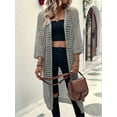 thumbnail image 5 of Women'S Hollow Out 3/4 Sleeve Open Front Knit Cardigan Long Sweater Tops Grey M, 5 of 9