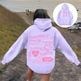 thumbnail image 2 of TrendOFT Womens Bow Graphic Hoodies Cute Oversized Sweatshirt for Girls Pretty Y2K Long Sleeve Hooded Pullover Tops Streetwear Purple L, 2 of 8