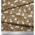 thumbnail image 3 of Soimoi Brown Polyester Crepe Fabric Mushroom,Oaknut & Rabbit Animal Decor Fabric Printed BTY 42 Inch Wide, 3 of 3