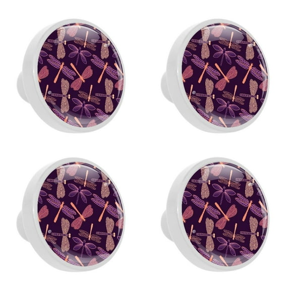 4 Pcs Dragonfly Knobs for Kitchen Cabinet Cupboard Dresser Bookcase Drawer Pulls Handles Round Home Decor
