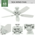 thumbnail image 5 of Hunter 48 inch Outdoor or Indoor Ceiling Fan No Light - White Ceiling Fan without Light, Standard Mount, For Patio, Porch, Garage, or Living Room, 5 Blades, Pull Chain - Sea Wind 53350, White, 5 of 12