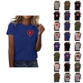 thumbnail image 1 of T-shirt Femme Saint-Valentin 2026 Manches Courtes Col Rond Graphique Cœur d'Amour, 1 of 4