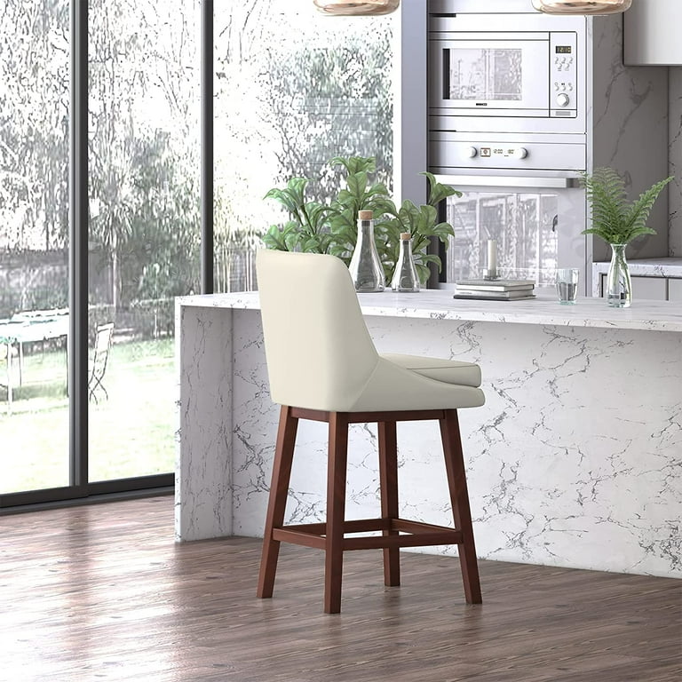 Mjkone Counter Height 26 inch Bar Stool Chair Back Solid Wood