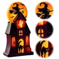 thumbnail image 7 of HAHUT Halloween House Blow Mold Light, Resin Pre-Lit Spooky Mansion with Glowing Witch Moon, Ghost & Black Cat for Halloween Party Tabletop Decor (Red), 7 of 7
