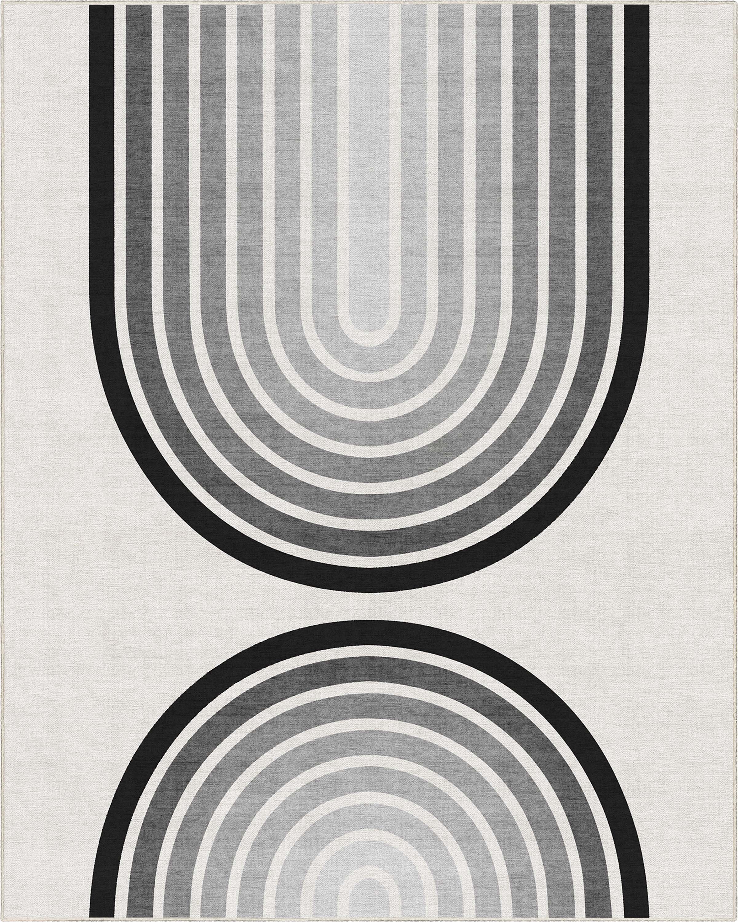 Well Woven Apollo Duo Arch Mid-Century Modern White Flat Pile Easy to Clean 7'10" x 9'10" Area Rug for Living Room Dining Room Bedroom and Kitchen