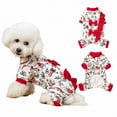 thumbnail image 6 of Cute Bow Dog Pajamas 1Pcs Snowman Christmas Tree Pattern Ruffles Puppy Clothes for Cat Soft Pet Jumpsuit Onesie (Red), 6 of 7