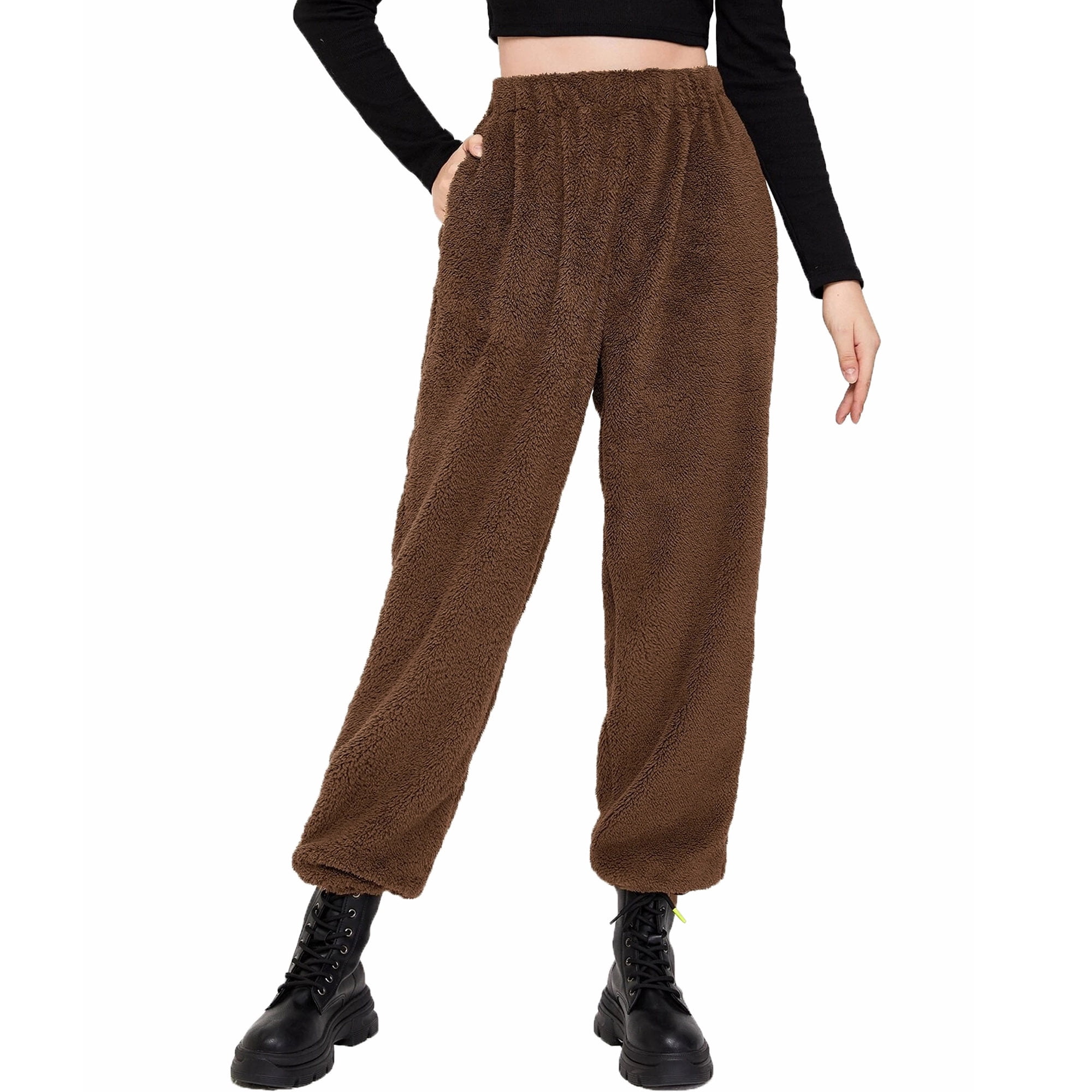 Women Plush Casual Sweatpants Loose 