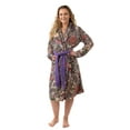 thumbnail image 1 of Treel Adult Woman's Coral Fleece Camo Shawl Collar Belted Lounge Robe, 3X, Purple, 1 of 5