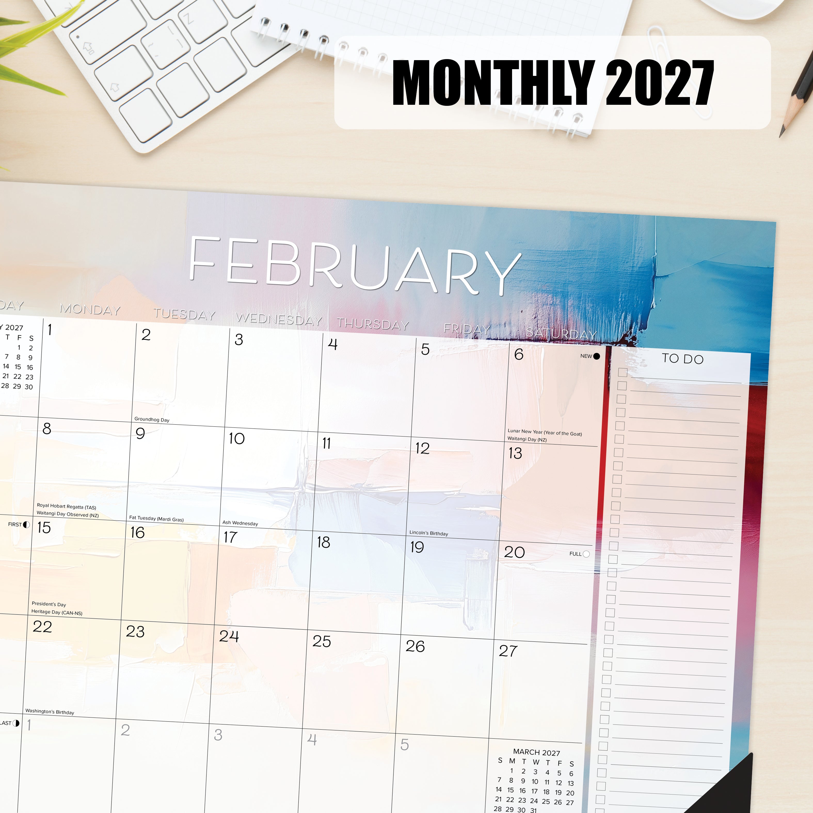 Willow Creek Press Abstract Art 2027 22" x 17" Large Monthly Deskpad (66553)
