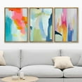 thumbnail image 2 of IDEA4WALL Framed Canvas Print Wall Art Set of 3 Colorful Abstract Prints Minimalist Rainbow Vividness Pastels Modern Wall Art Preppy Room Artwork Boho for Home Decor - Natural 24"x36"x3, 2 of 5