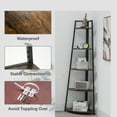 LZBEITEM Corner Shelf, 5Tier Corner Bookshelf w/ Metal Frame, Ladder